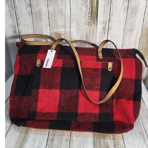 Sonoma Red Black Buffalo Plaid Tote Bag Purse Handbag NWT